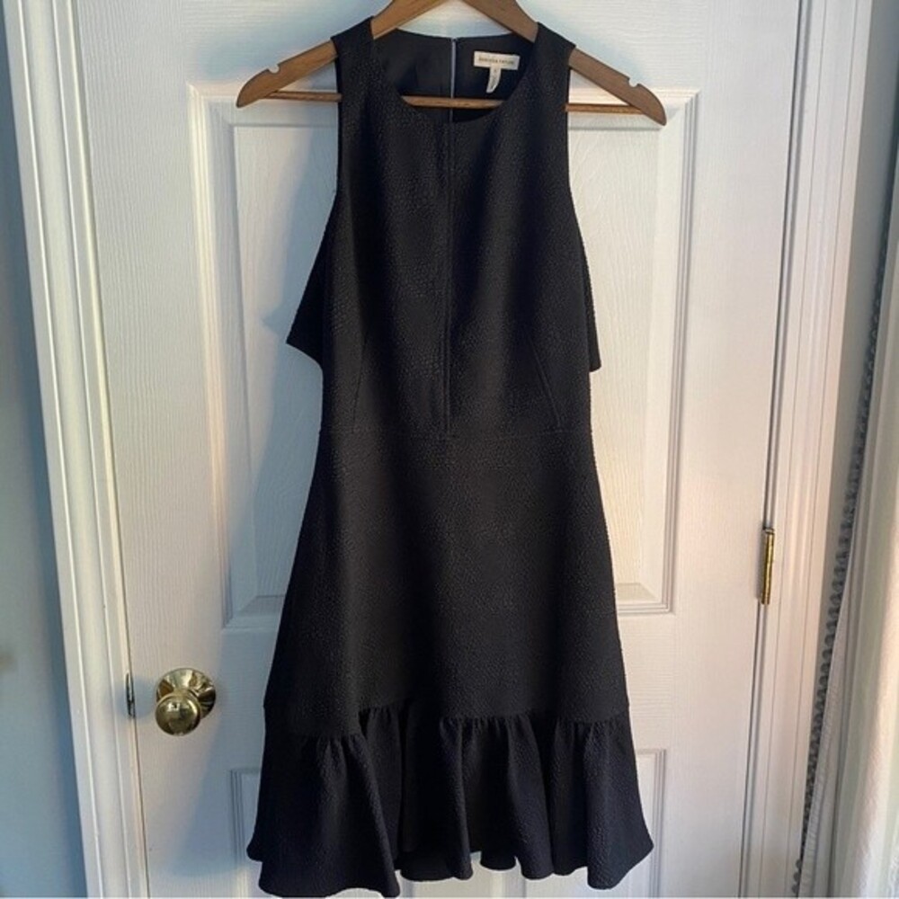 Rebecca Taylor Textured Ruffled Dress - navy, size 4